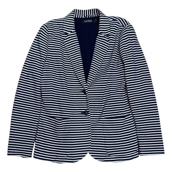 LAUREN RALPH LAUREN Striped Business Casual Blazer Designer Jacket Womens XL - Picture 1 of 7